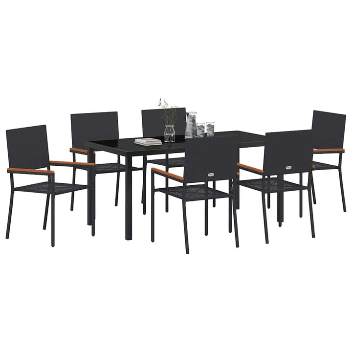 Have Spisebordssæt 7 pcs Sort Poly rattan