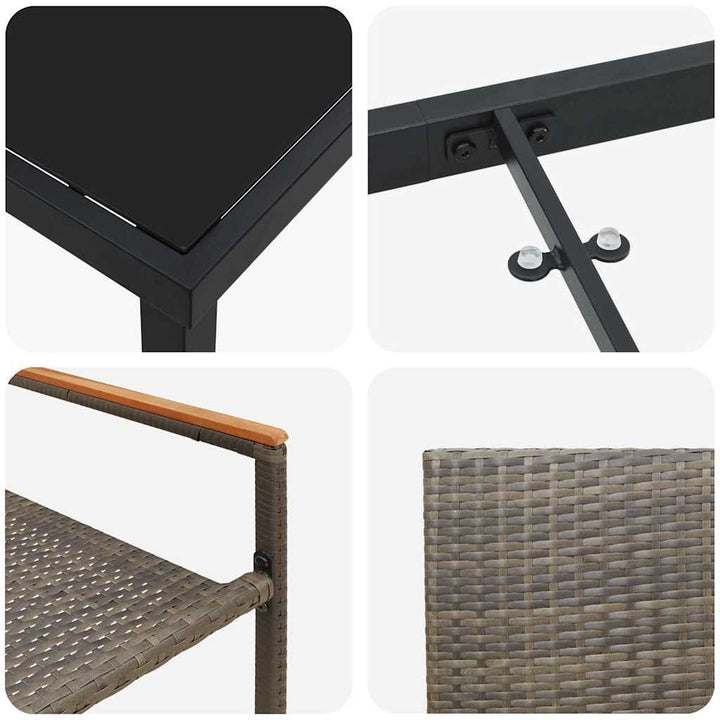Have Spisebordssæt 3 pcs Grå Poly rattan