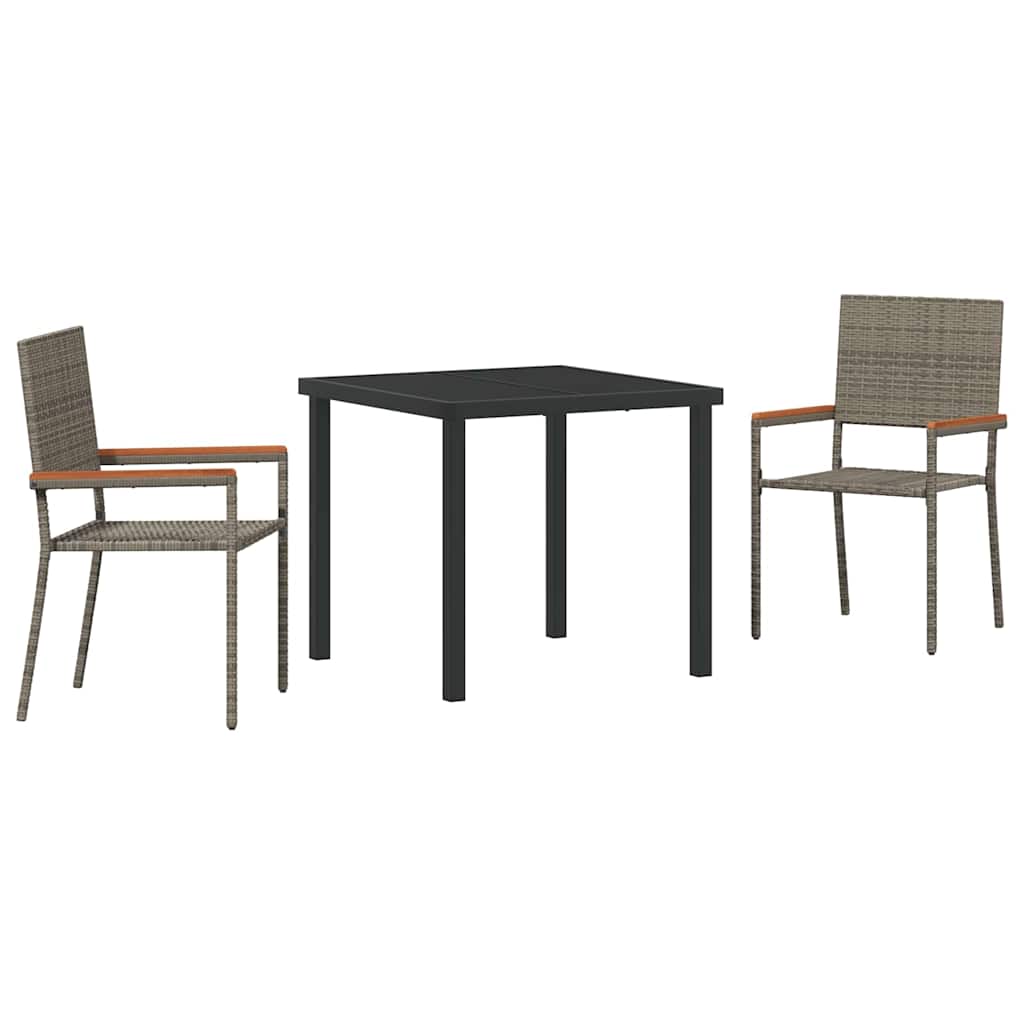 Have Spisebordssæt 3 pcs Grå Poly rattan