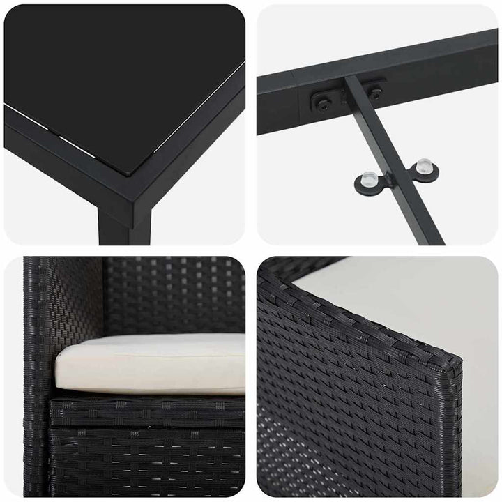 Have Spisebordssæt med pude 3 pcs Sort Poly rattan