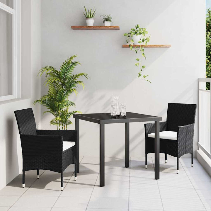 Have Spisebordssæt med pude 3 pcs Sort Poly rattan