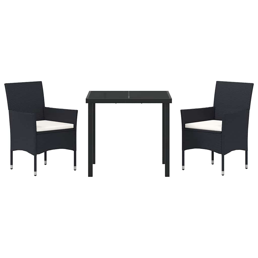 Have Spisebordssæt med pude 3 pcs Sort Poly rattan