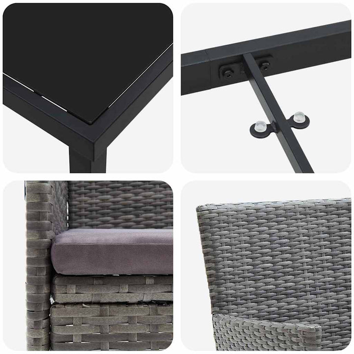 Have Spisebordssæt med pude 5 pcs Grå Poly rattan