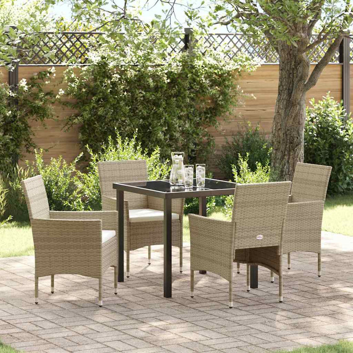 Have Spisebordssæt med pude 5 pcs Beige Poly rattan