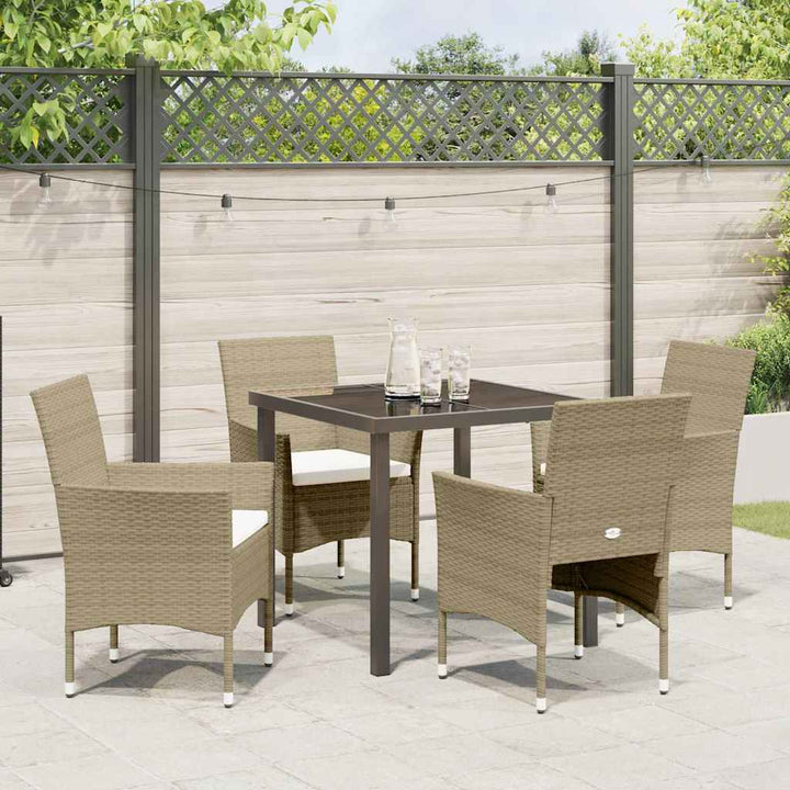 Have Spisebordssæt med pude 5 pcs Beige Poly rattan