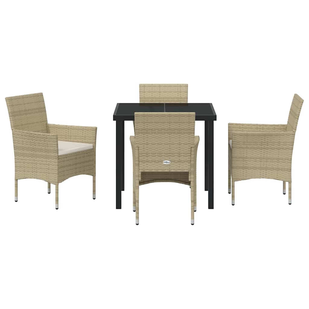 Have Spisebordssæt med pude 5 pcs Beige Poly rattan