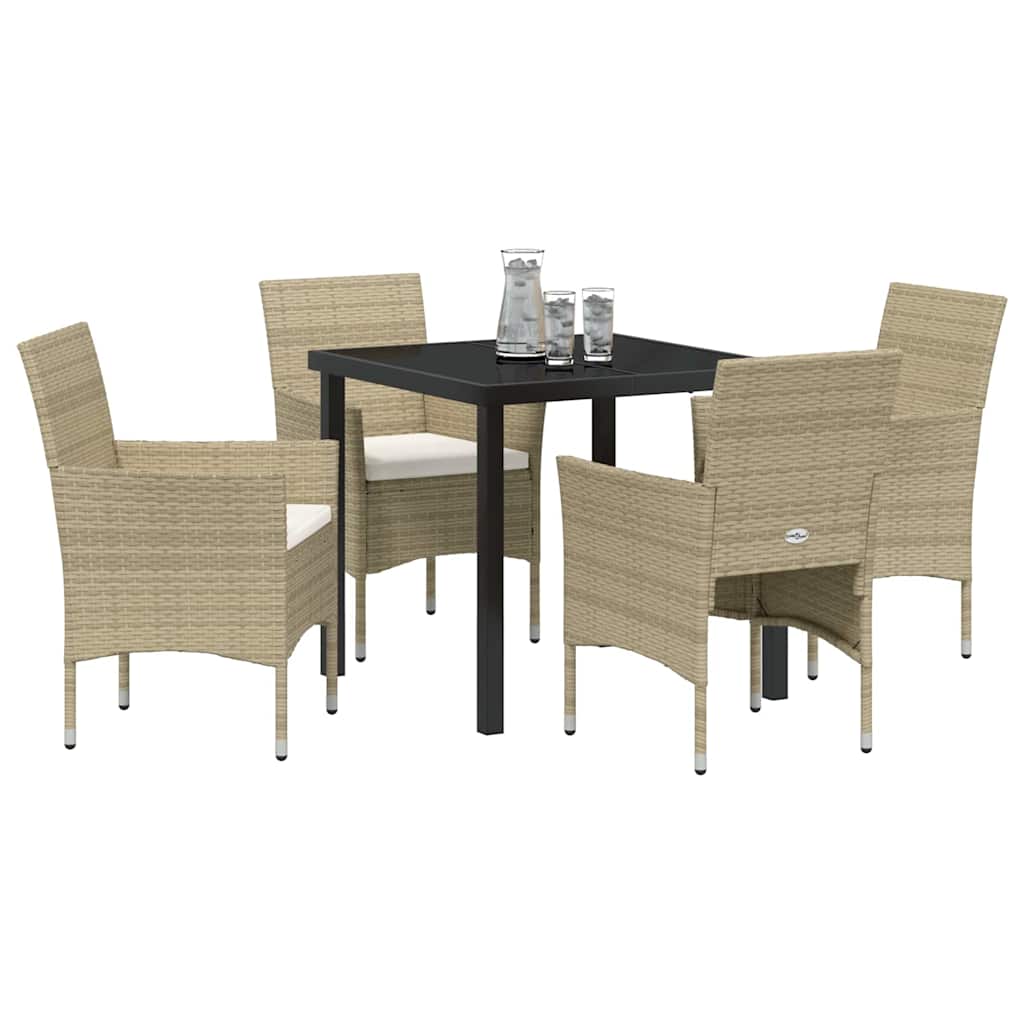 Have Spisebordssæt med pude 5 pcs Beige Poly rattan