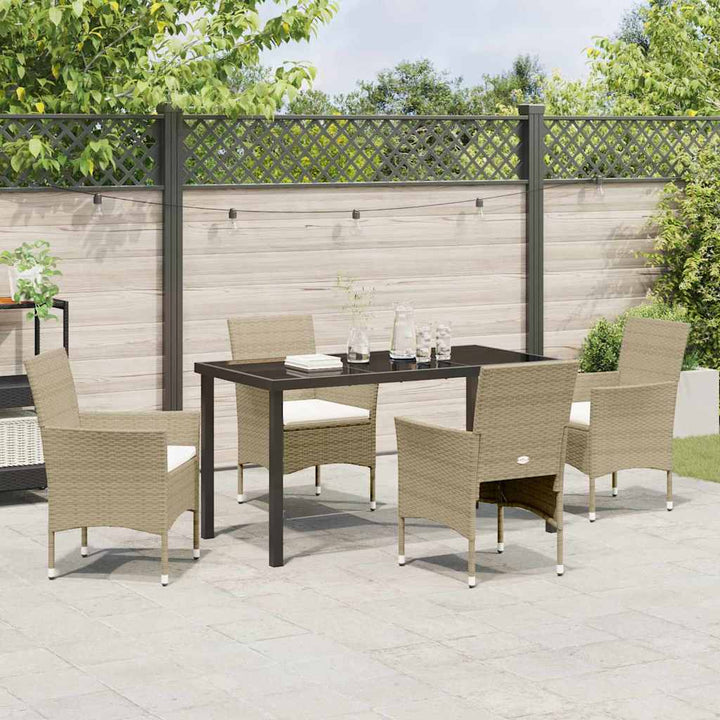 Have Spisebordssæt med pude 5 pcs Beige Poly rattan