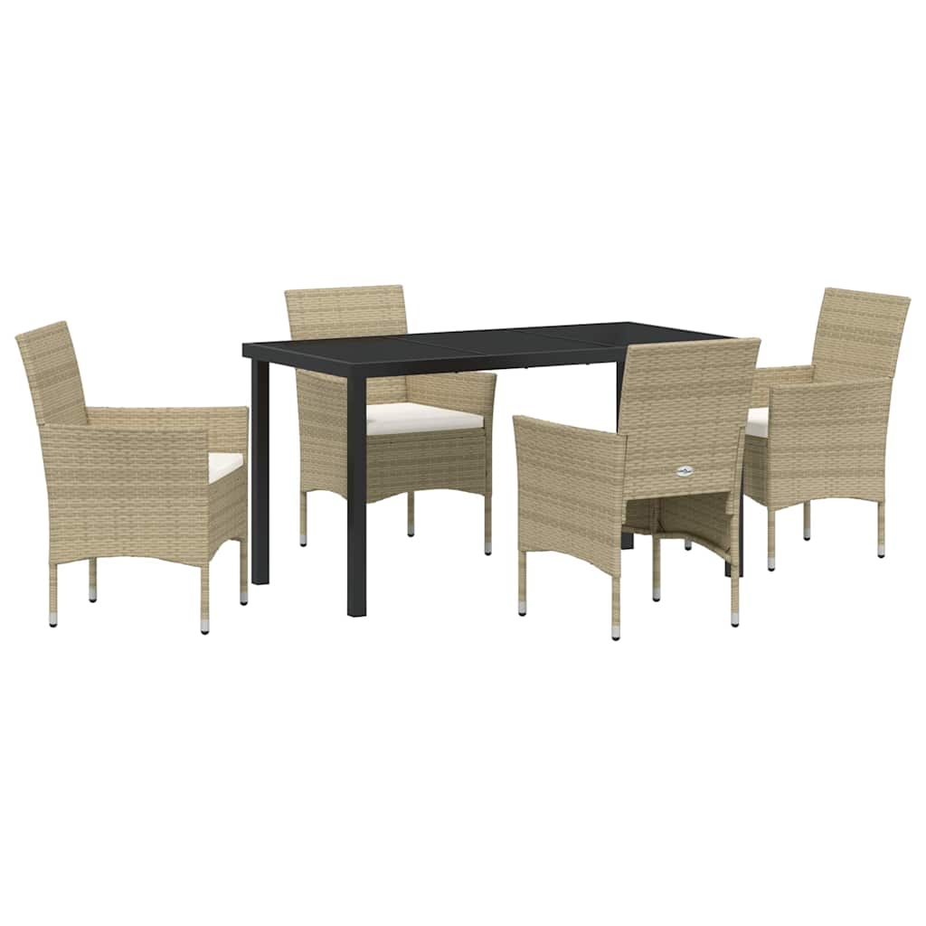 Have Spisebordssæt med pude 5 pcs Beige Poly rattan