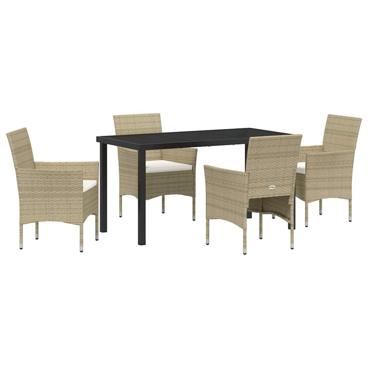 Have Spisebordssæt med pude 5 pcs Beige Poly rattan