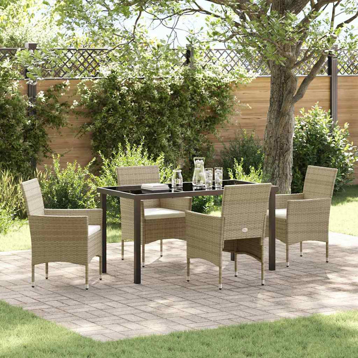 Have Spisebordssæt med pude 5 pcs Beige Poly rattan