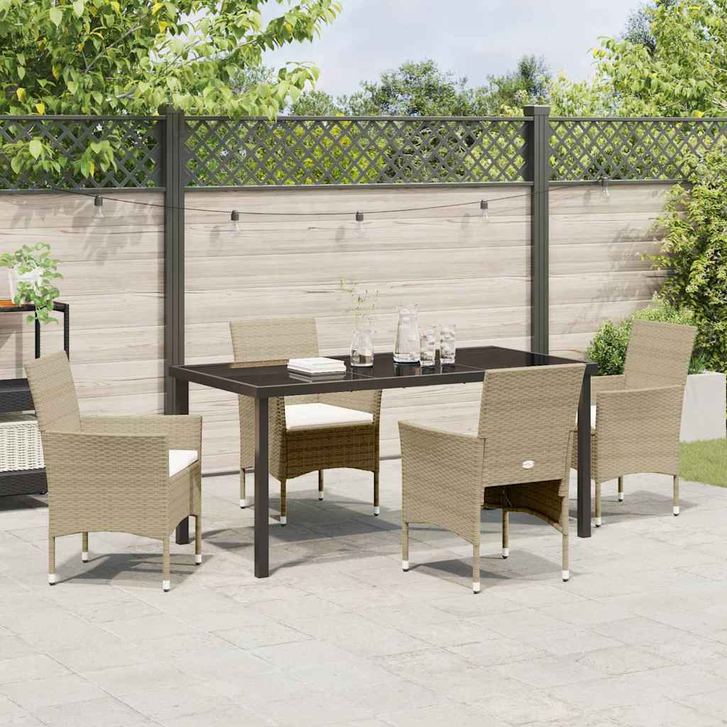 Have Spisebordssæt med pude 5 pcs Beige Poly rattan