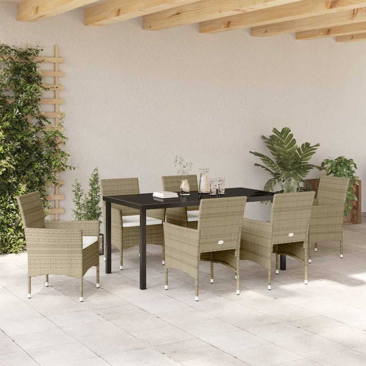 Have Spisebordssæt med pude 7 pcs Beige Poly rattan