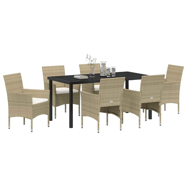Have Spisebordssæt med pude 7 pcs Beige Poly rattan