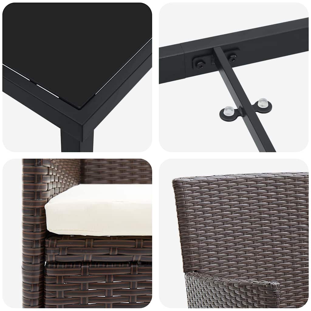 Have Spisebordssæt med pude 3 pcs Brun Poly rattan