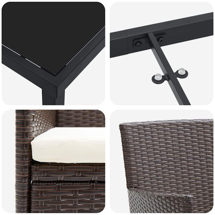 Have Spisebordssæt med pude 3 pcs Brun Poly rattan