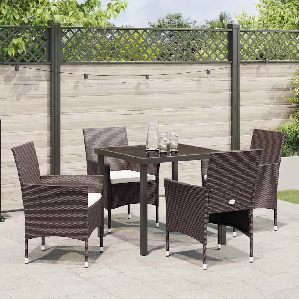 Have Spisebordssæt med pude 5 pcs Brun Poly rattan