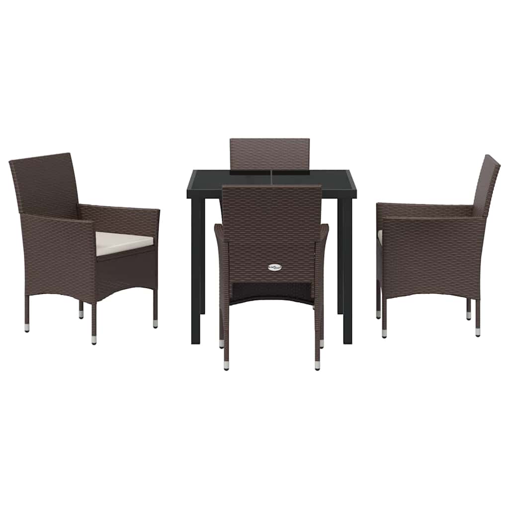 Have Spisebordssæt med pude 5 pcs Brun Poly rattan