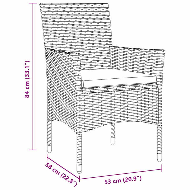 Have Spisebordssæt med pude 5 pcs Brun Poly rattan