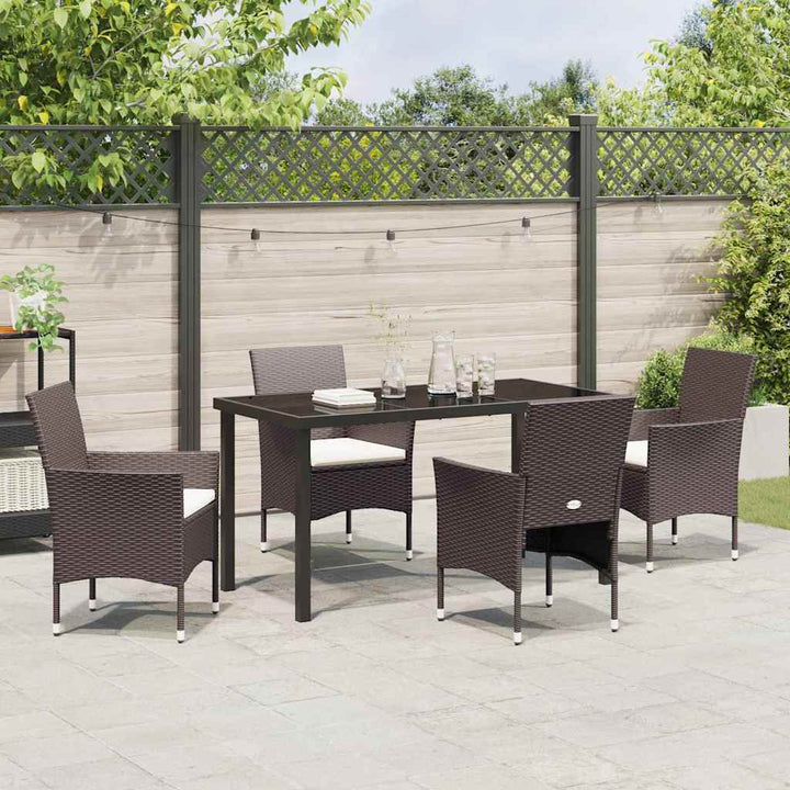 Have Spisebordssæt med pude 5 pcs Brun Poly rattan