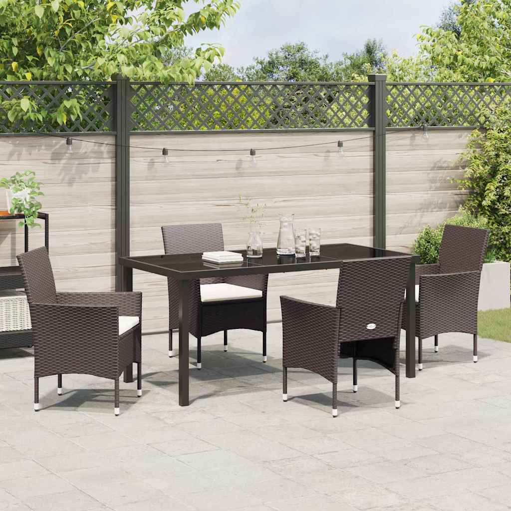 Have Spisebordssæt med pude 5 pcs Brun Poly rattan