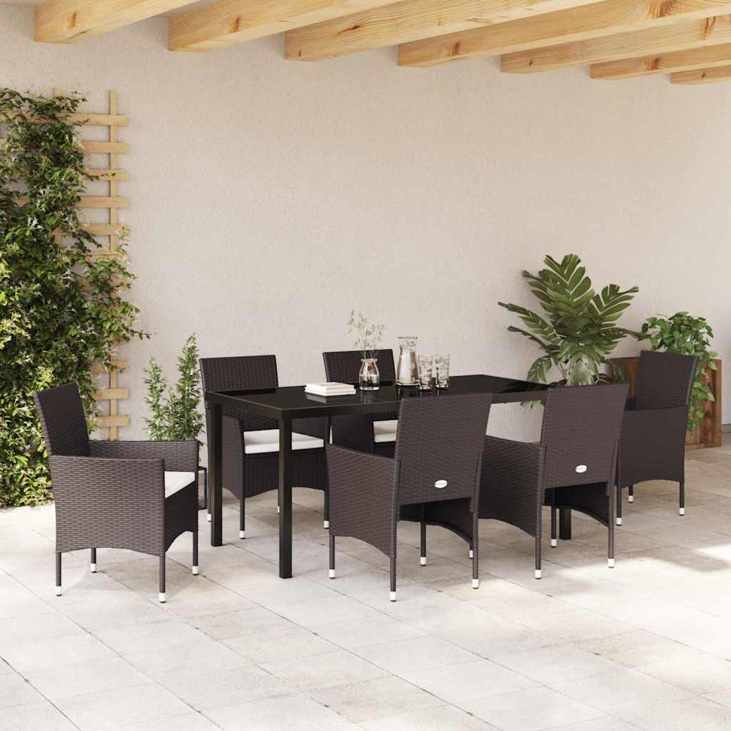 Have Spisebordssæt med pude 7 pcs Brun Poly rattan