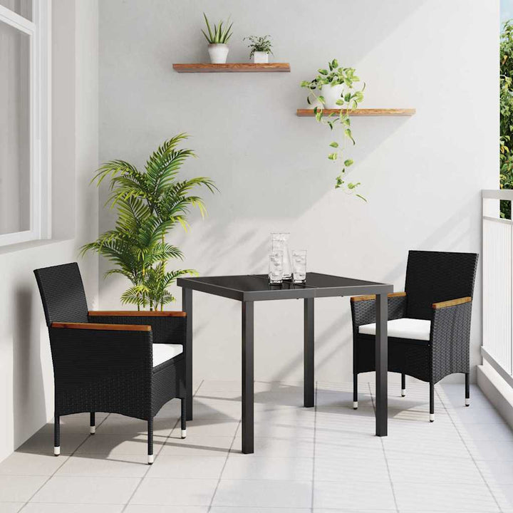 Have Spisebordssæt med pude 3 pcs Sort Poly rattan