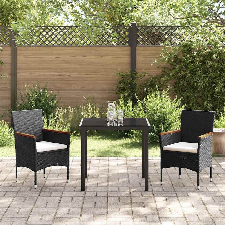 Have Spisebordssæt med pude 3 pcs Sort Poly rattan