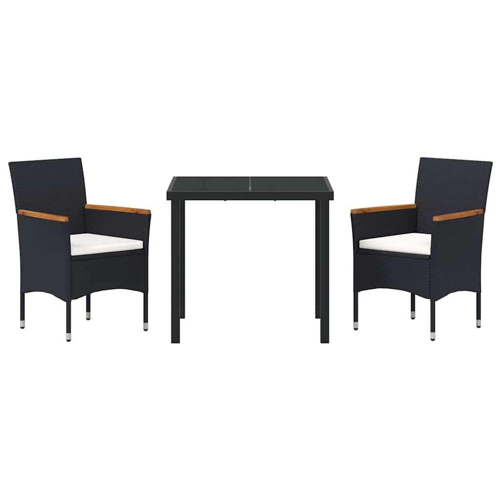 Have Spisebordssæt med pude 3 pcs Sort Poly rattan