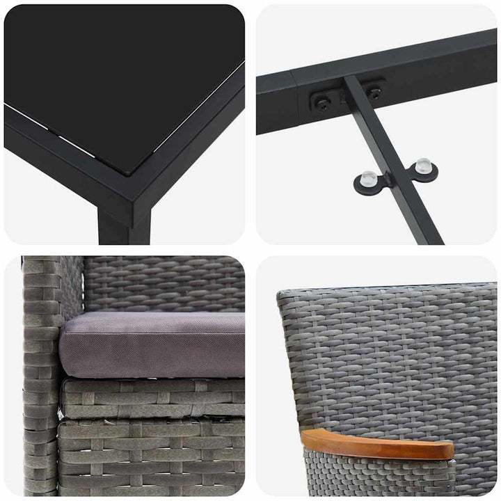 Have Spisebordssæt med pude 5 pcs Grå Poly rattan