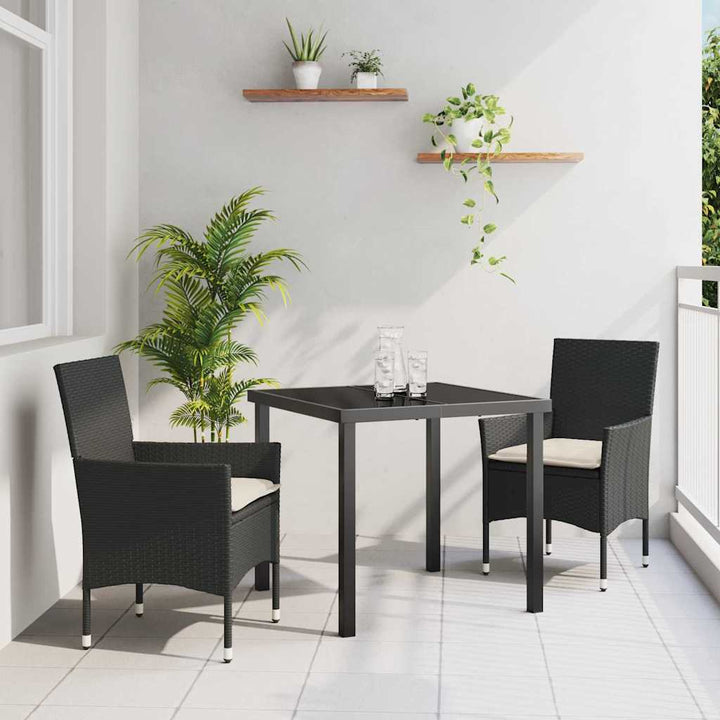 Have Spisebordssæt med pude 3 pcs Sort Poly rattan