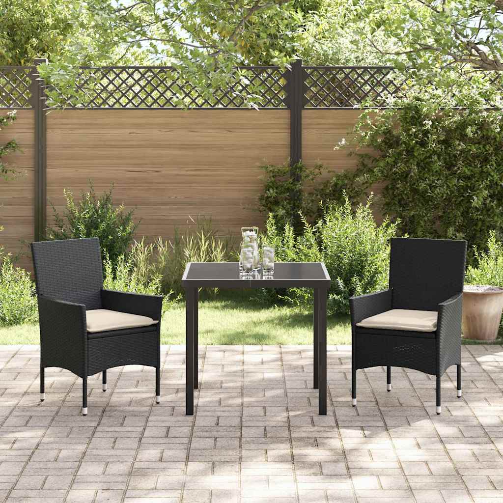 Have Spisebordssæt med pude 3 pcs Sort Poly rattan