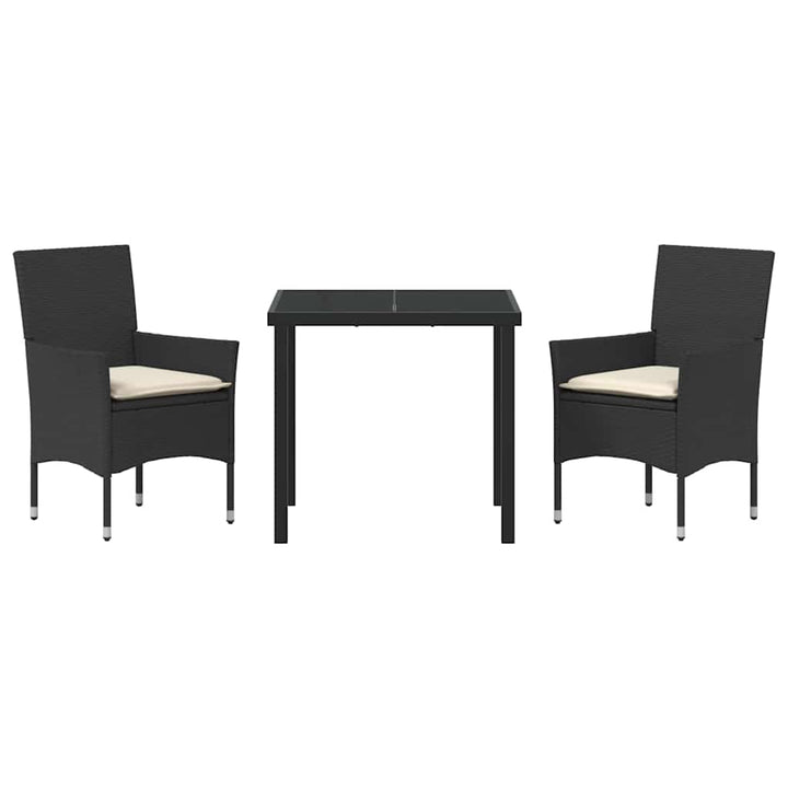 Have Spisebordssæt med pude 3 pcs Sort Poly rattan