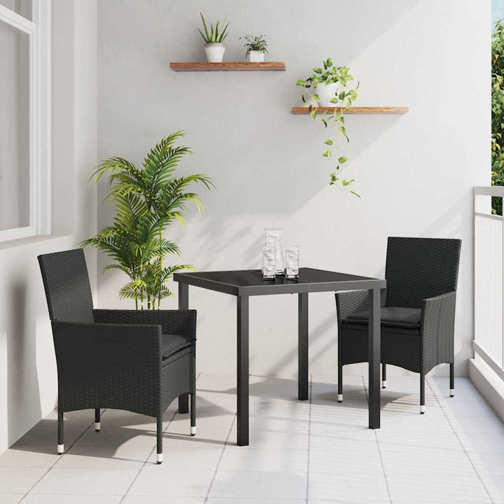 Have Spisebordssæt med pude 3 pcs Sort Poly rattan