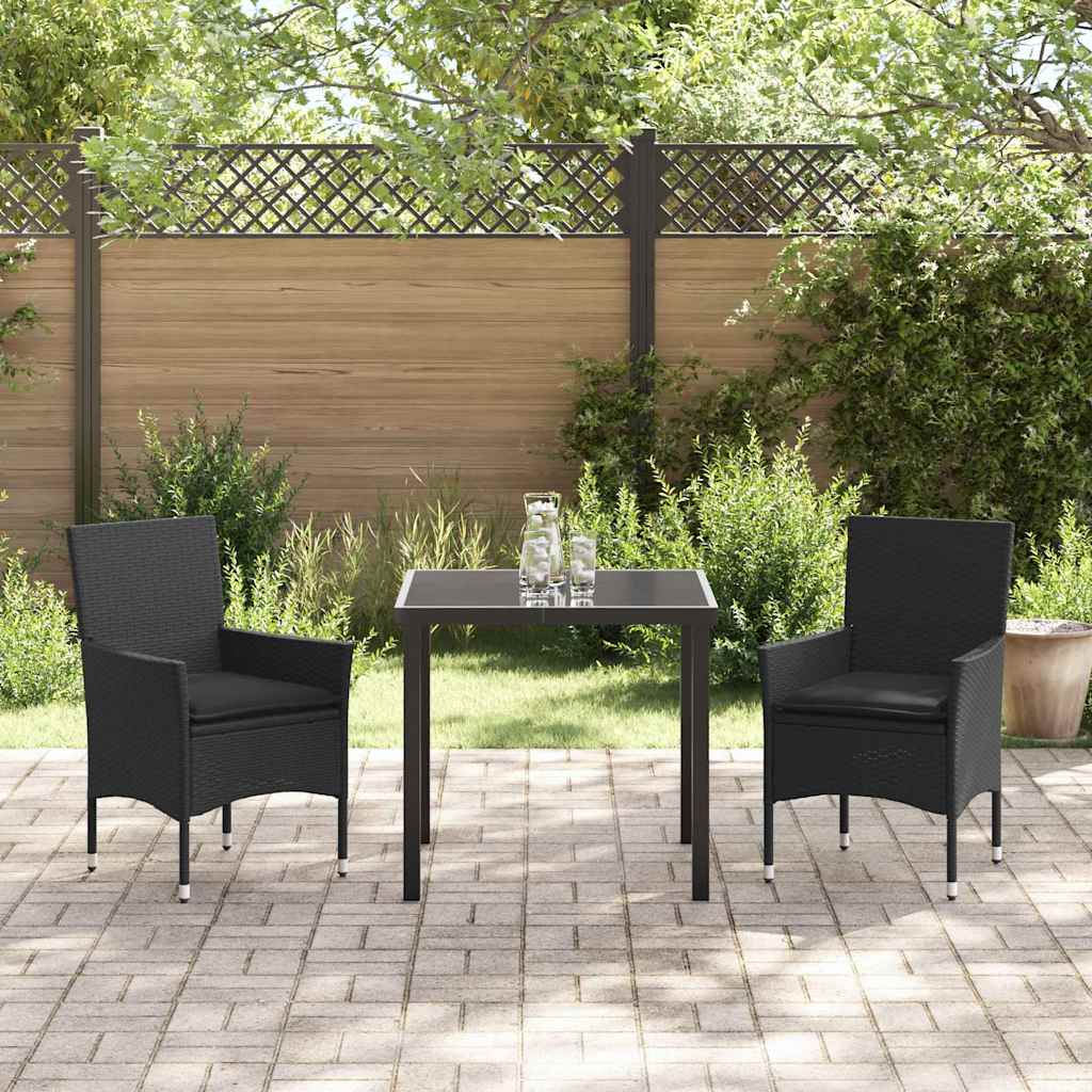 Have Spisebordssæt med pude 3 pcs Sort Poly rattan