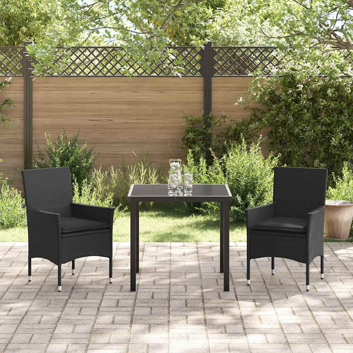 Have Spisebordssæt med pude 3 pcs Sort Poly rattan