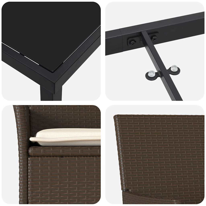 Have Spisebordssæt med pude 5 pcs Brun Poly rattan