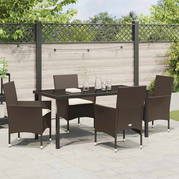 Have Spisebordssæt med pude 5 pcs Brun Poly rattan
