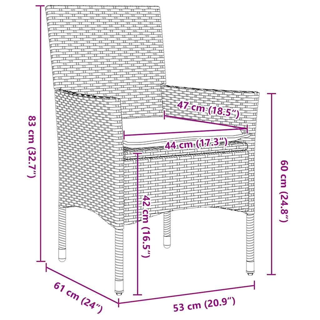 Have Spisebordssæt med pude 5 pcs Brun Poly rattan