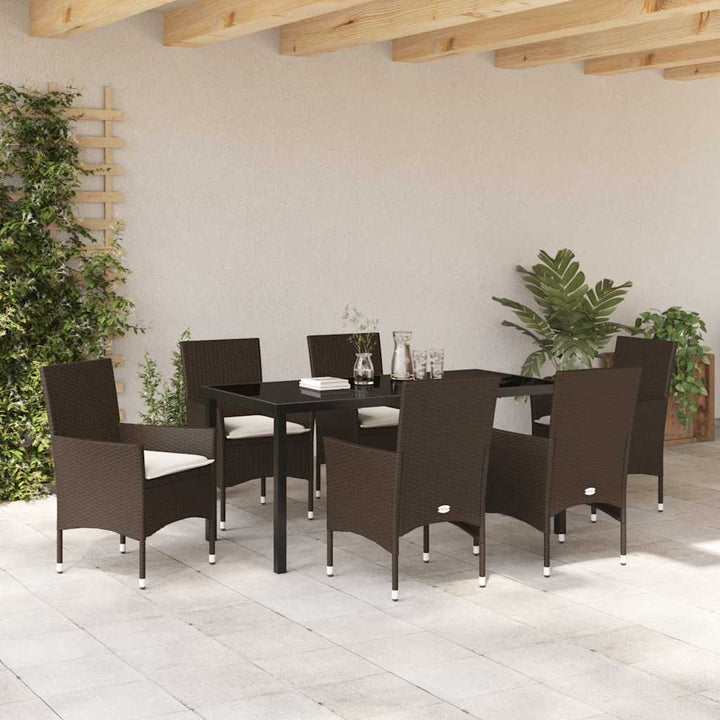 Have Spisebordssæt med pude 7 pcs Brun Poly rattan
