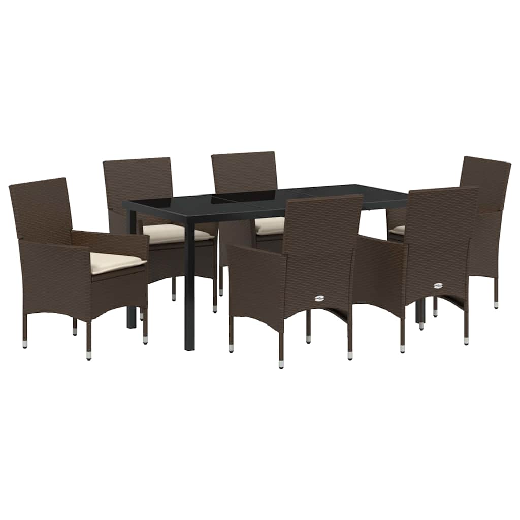 Have Spisebordssæt med pude 7 pcs Brun Poly rattan