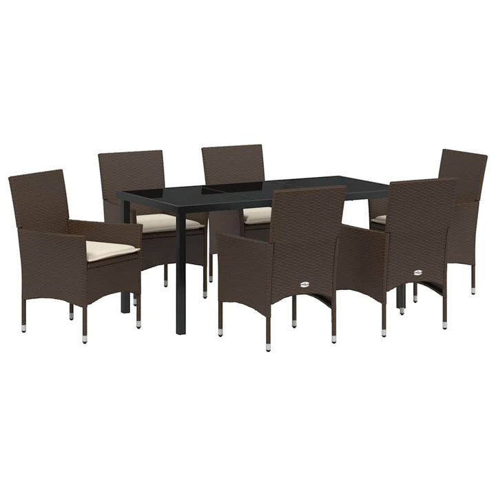 Have Spisebordssæt med pude 7 pcs Brun Poly rattan