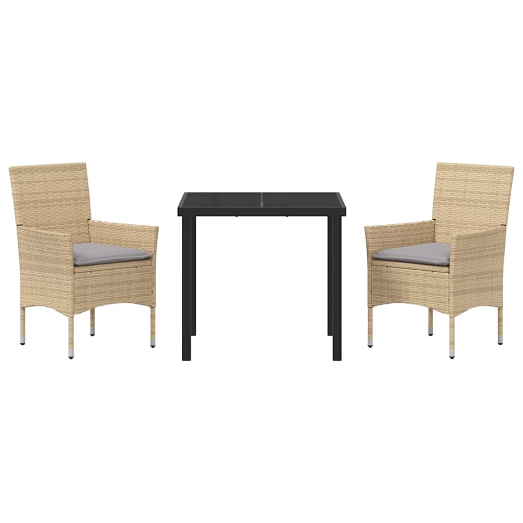 Have Spisebordssæt med pude 3 pcs Beige Poly rattan