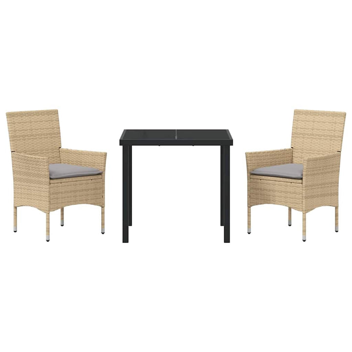 Have Spisebordssæt med pude 3 pcs Beige Poly rattan