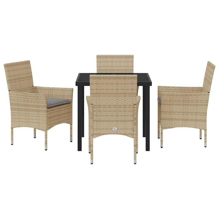 Have Spisebordssæt med pude 5 pcs Beige Poly rattan