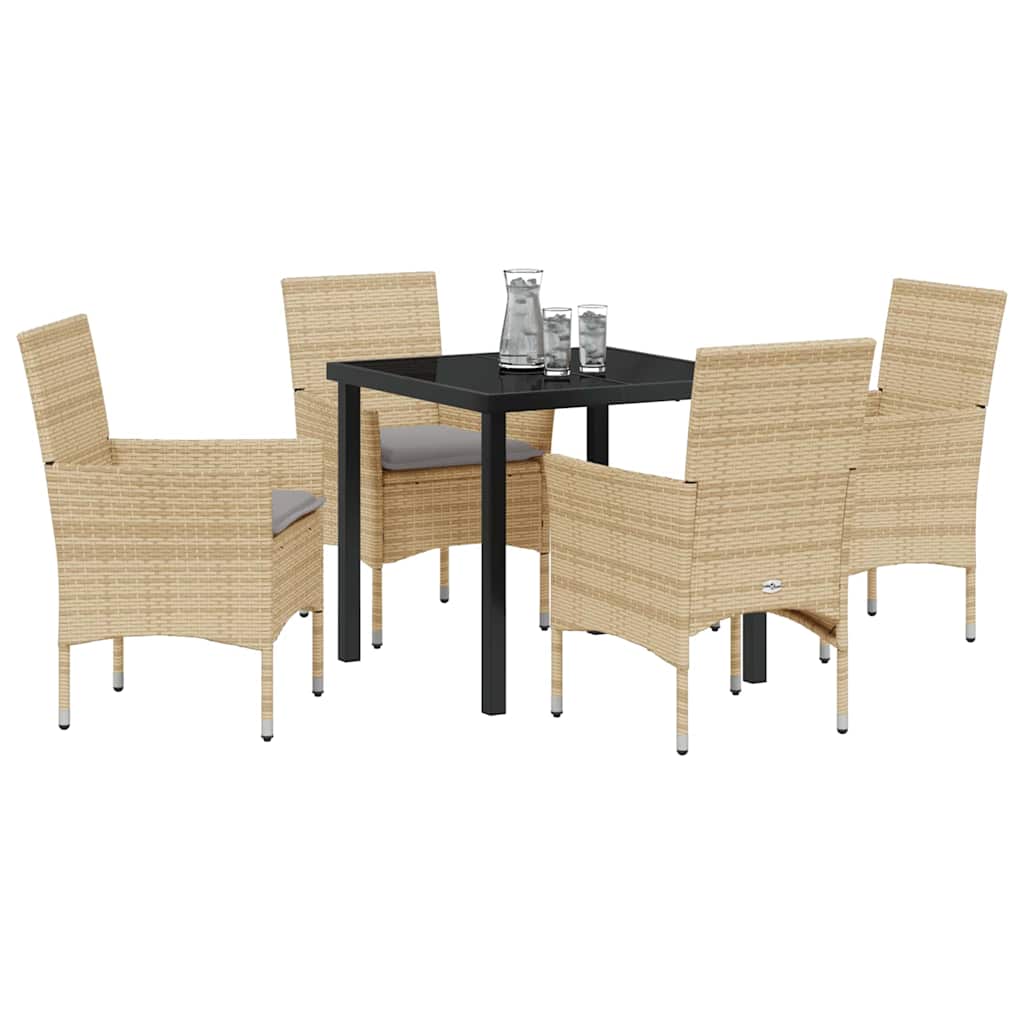 Have Spisebordssæt med pude 5 pcs Beige Poly rattan