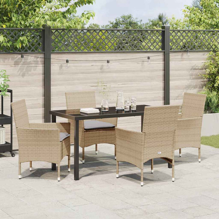 Have Spisebordssæt med pude 5 pcs Beige Poly rattan