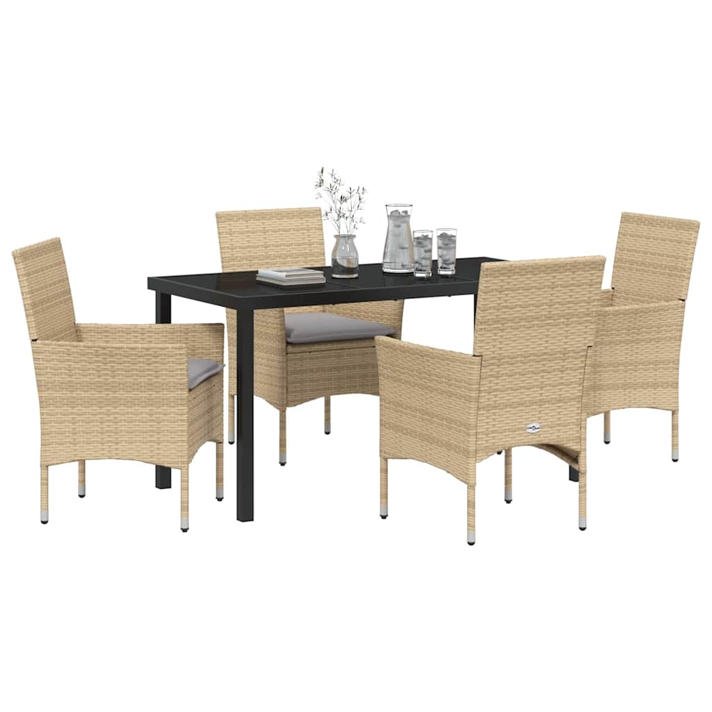 Have Spisebordssæt med pude 5 pcs Beige Poly rattan