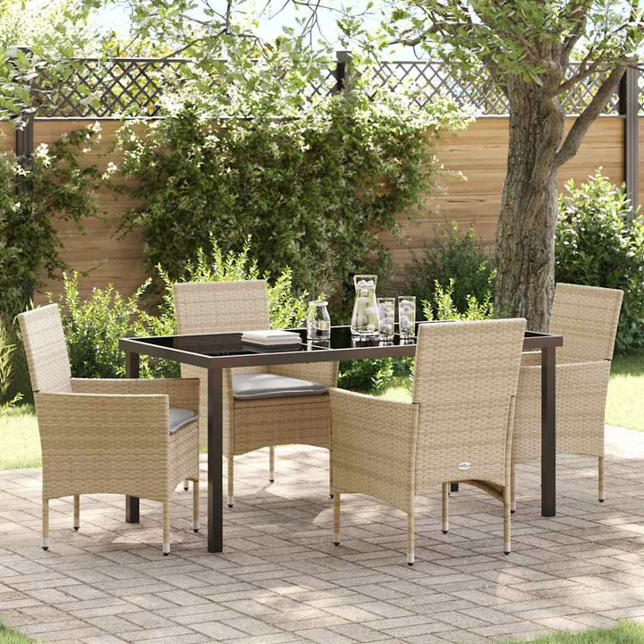 Have Spisebordssæt med pude 5 pcs Beige Poly rattan