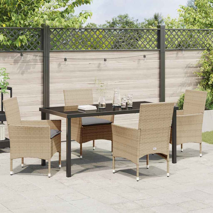 Have Spisebordssæt med pude 5 pcs Beige Poly rattan
